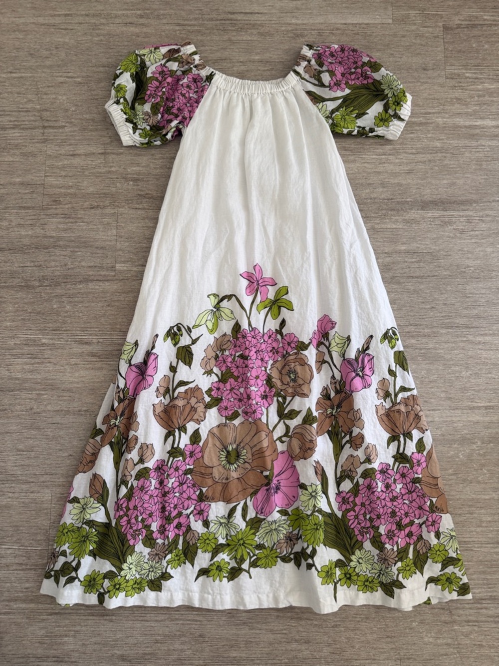 vineyard vines Floral Puff-Sleeve Dress with Pink & Green Print